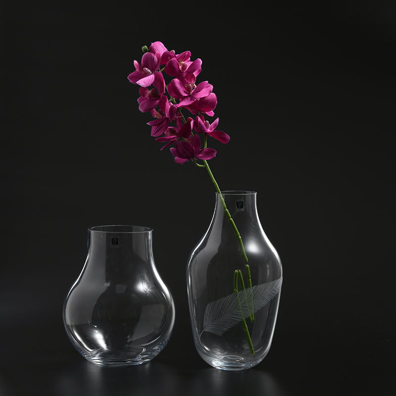 Hot sell open mouth special design different patterns and sizes hand-blown glass flower vase