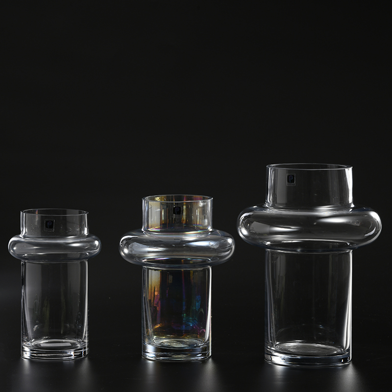 Hand-blown nordic style very special design transparent glass flower vase on sale