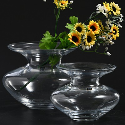 Glass Flower Vase Round Body handmade glass vase