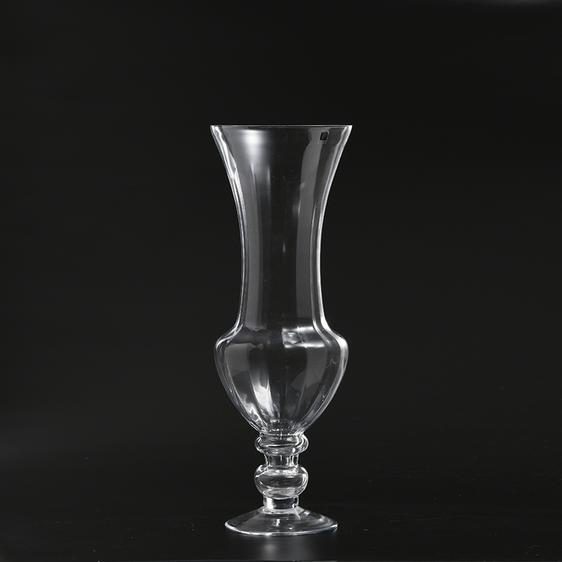 Hot sell special design different pattern and size transparent hand-blown glass flower vase
