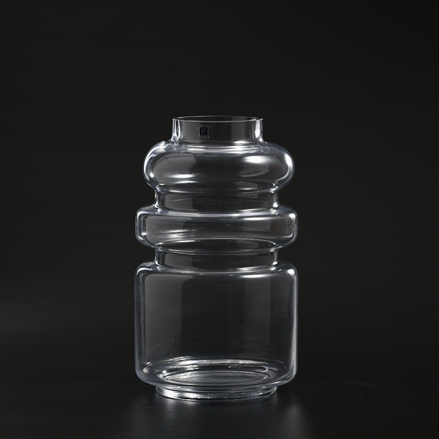 Hot sell special design different pattern and size transparent hand-blown glass flower vase