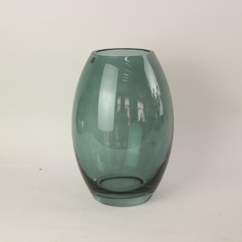 Ins hor sale transparent home living decoration blue clear handmade cylinder glass vase