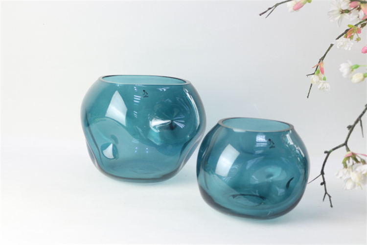 Hot Selling Handblown Modern House Decor Clear Cube and Circular Glass Flower Vase