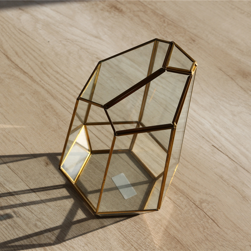 Various Design Flowers artificial rose gold Black copper glass plant terrarium geometric Clear Flower Terrarium