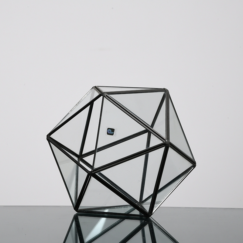 New design Black geometric terrarium glass vase for home decoration wholesale