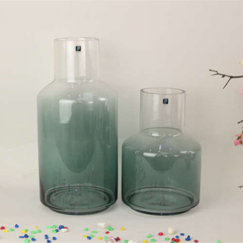 Chinese modern living room decoration translucent color glaze blue ceramic flower vase