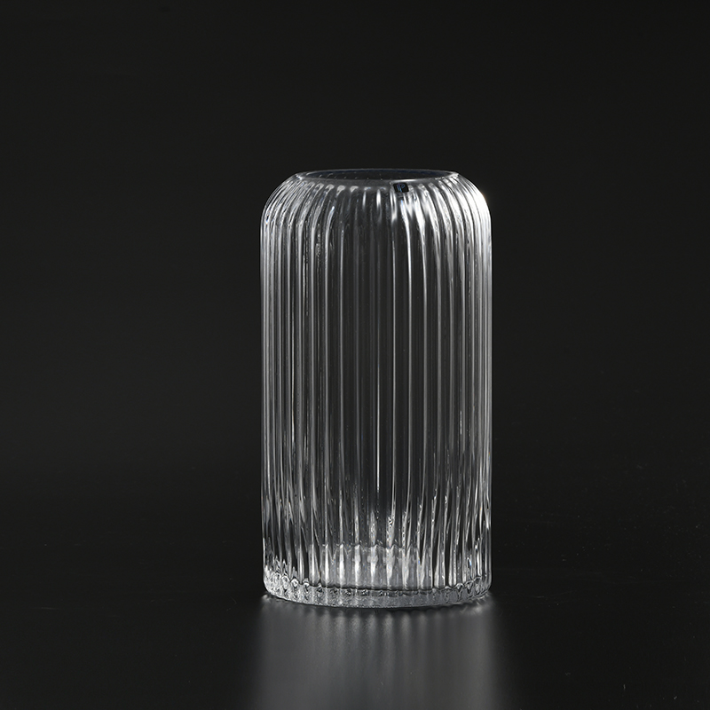 Hot selling Glassware pink glass vase with golden ring basic transparent glass flower vase for home decoration