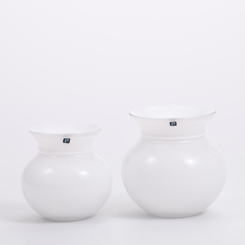 White enamel painting special design glass vase for home deco factory directly supply