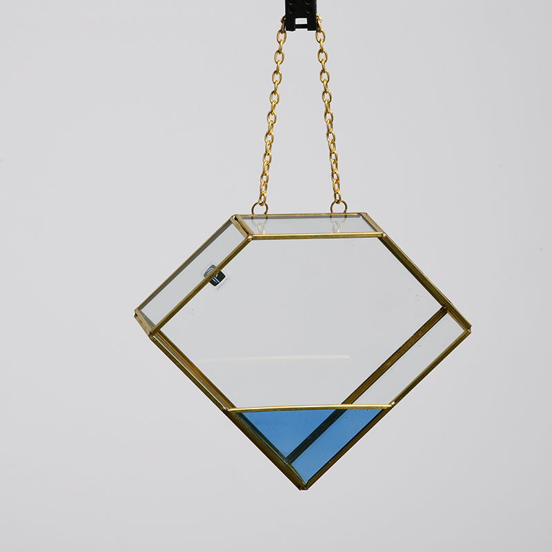 Geometric Design With Blue corner Flower House For decoration High quality glass flower terrarium
