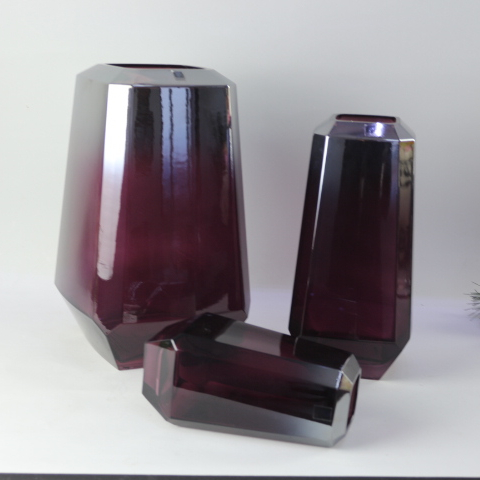 High Quality Purple Gradient Color Household Mini Flared Clear Glass Vase