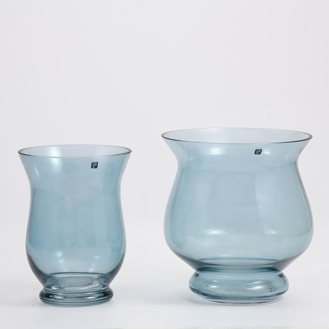 Blue color hot selling design glass flower vase for home decoration factory directly supply