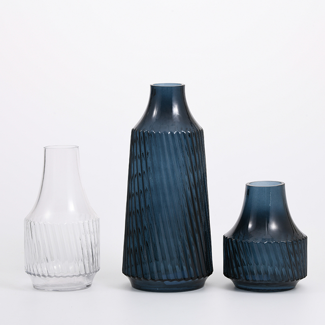 Hot sale heavy duty European style luxury floral big open mouth for home decoration glass flower vase Chinese manufacture