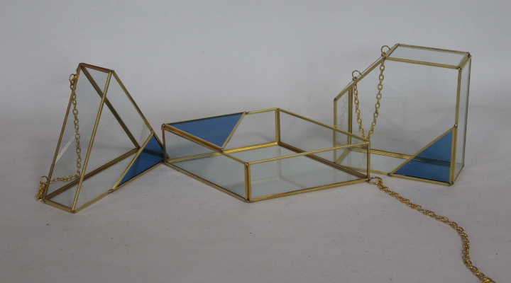 Professional manufacturer clear geometrical glass vase hanging glass terrarium for plant