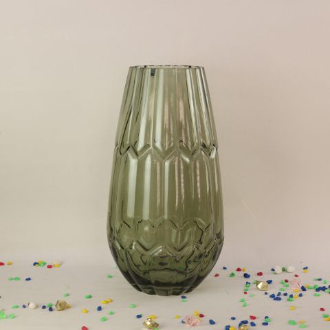 Transparent Green Handblown Glass Flower Arrangement Vase Unique Modern Design Table Decor Centerpieces