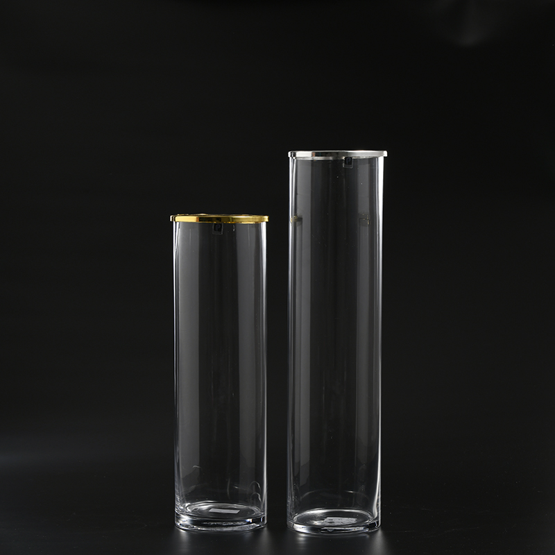 Classic style flower vase cylindrical straight glass vase