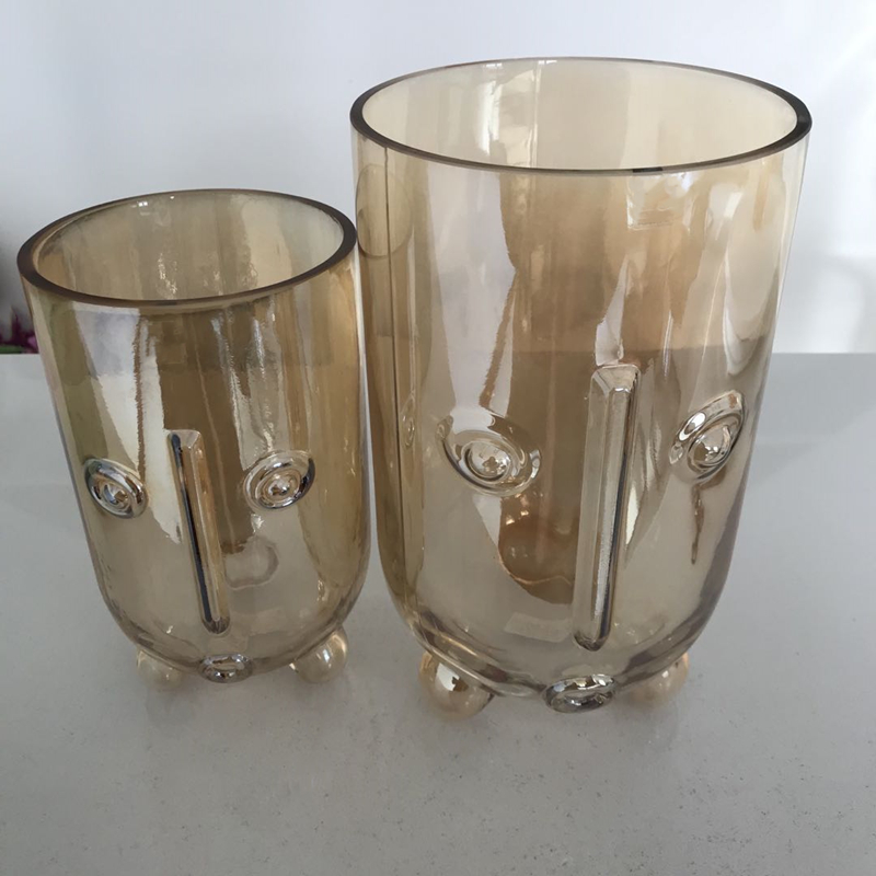 Wholesale Hot Selling Round Sky Blue Purple Modern Home Decoration Glass Flower Vase