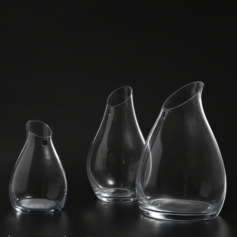 Factory to Wholesale cafe or home decoration transparent crystal clear glass argyle floral vase on sale