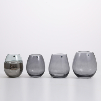 Heavy duty transparent jar grey colored for flower container design glass flower vase Chinese manufacture supply