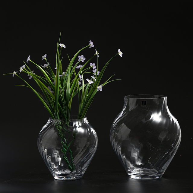Modern Style round jar design hand-blown clear glass vase for home or cafe decoration