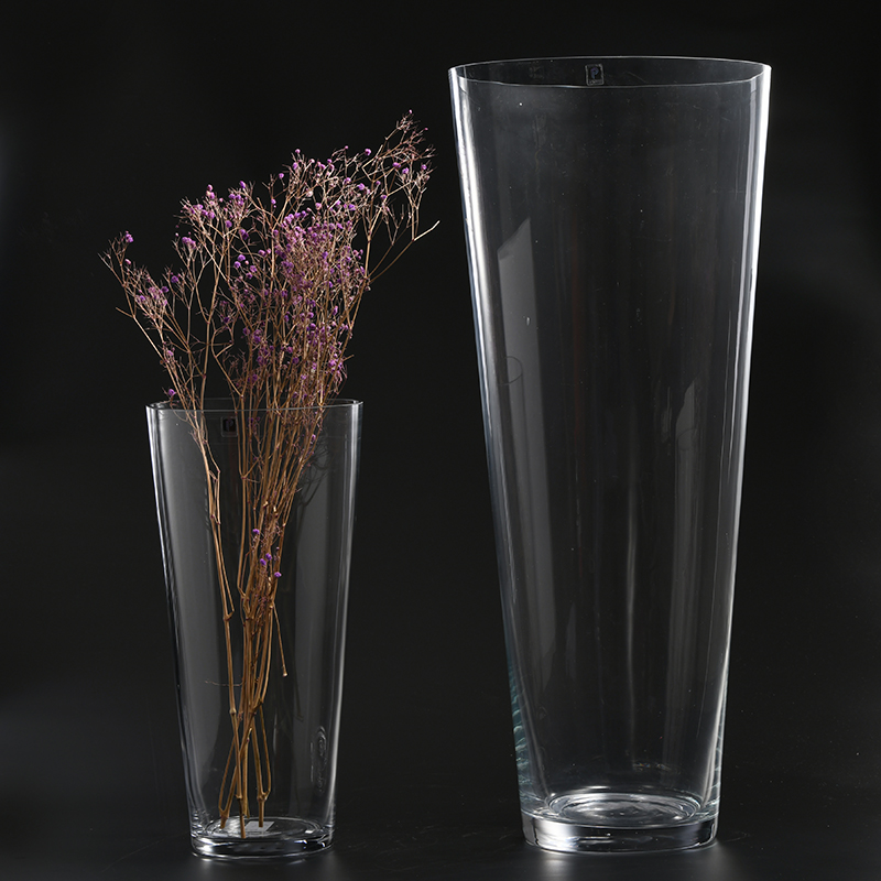 Classic Style Clear Tall Flower Plant Bud Decorative Recycled Glass Vase for Wedding/Christmas