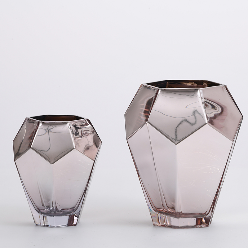Hot selling golden electroplating smooth glass flower vase manufacture supply