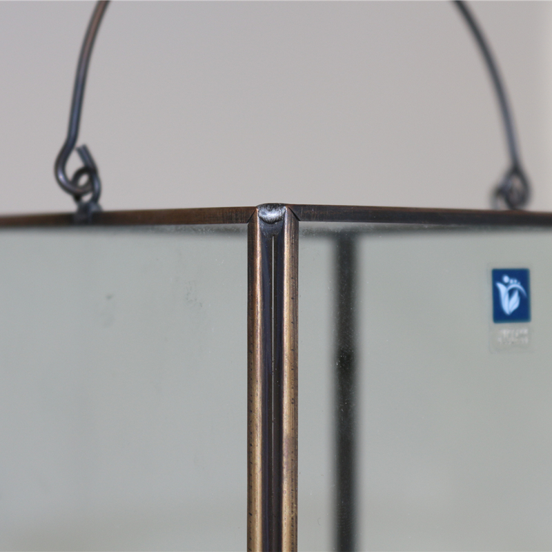 2021 New Products Brass Frame Glass Decorative Trapezoidal Gold Geometric Hanging Clear Glass Terrarium on sale