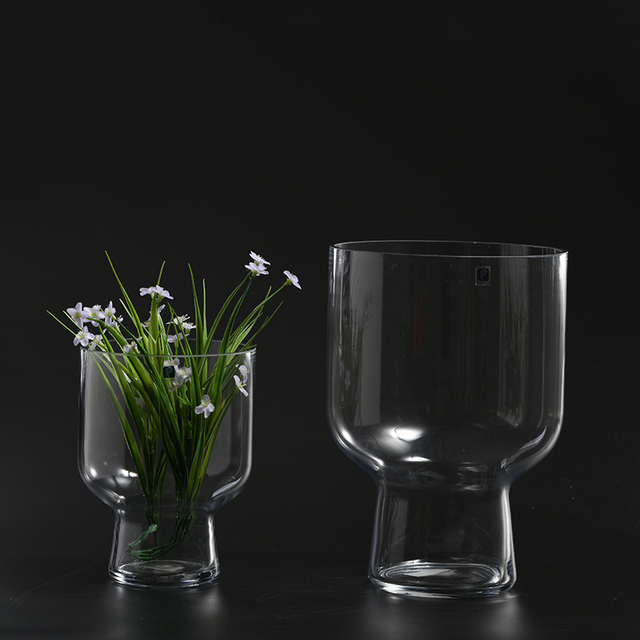 Mushroom design with vertical strip floral glass flower vase for decoration on sale