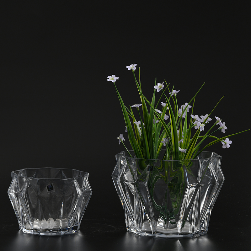 Modern Style mushroom design hand-blown clear glass vase all size can be customized