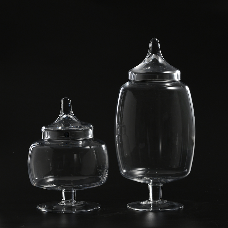 Luxury style glassware home decoration hand-blown transparent for food storage Candy Jar glass marshmallow jar
