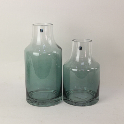 Chinese modern living room decoration translucent color glaze blue ceramic flower vase