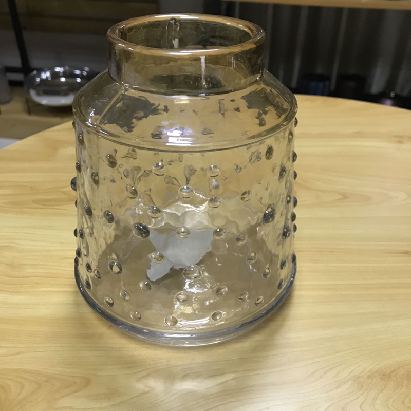 Small Size Modern Embossed Round Glass Vase For Home Decoration