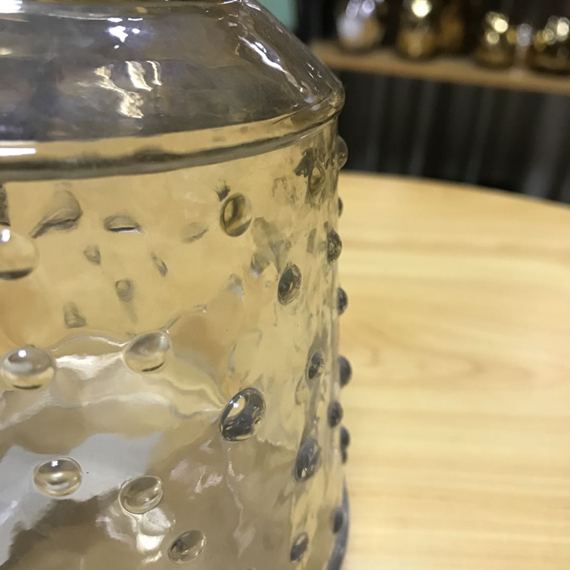 Small Size Modern Embossed Round Glass Vase For Home Decoration