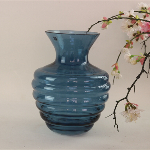 Wholesale Home Decoration Gifts Glass Handmade Blue Borosilicate Glass Vase Terrariums Flower Container