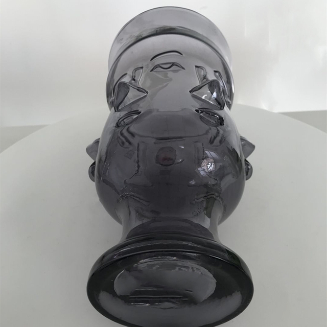 Embossed Green Glass Flower Vases Colored Diamond Shaped Glass Vase