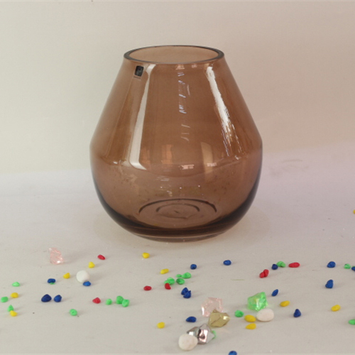 OEM/ODM acceptable dried flower home decoration vase glass tabletop brown color vase
