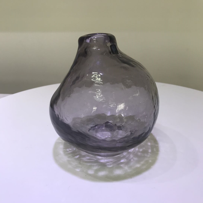 Customized Wave Long Neck Single Flower Glass Vase With Decoration