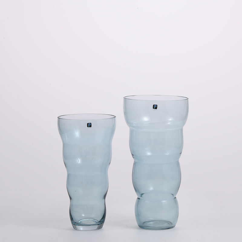 Blue color hot selling design glass flower vase for home decoration factory directly supply