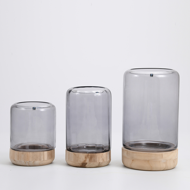 Modern minimalist romantic wooden glass candle holder