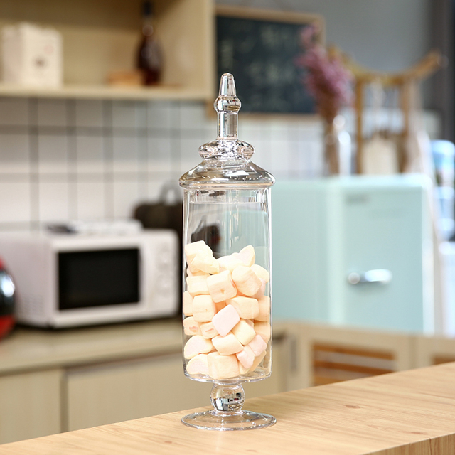 Glass candy jar or marshmallow jar with glass top European design