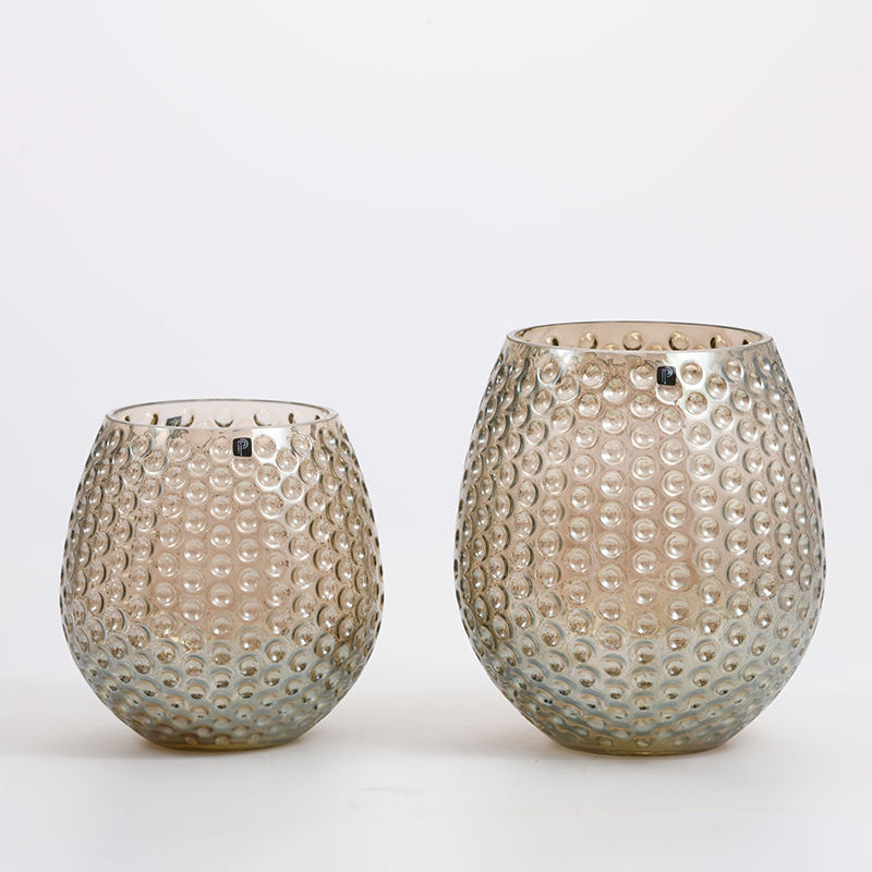 Glassware factory golden plating special design golden plating glass flower vase on sale