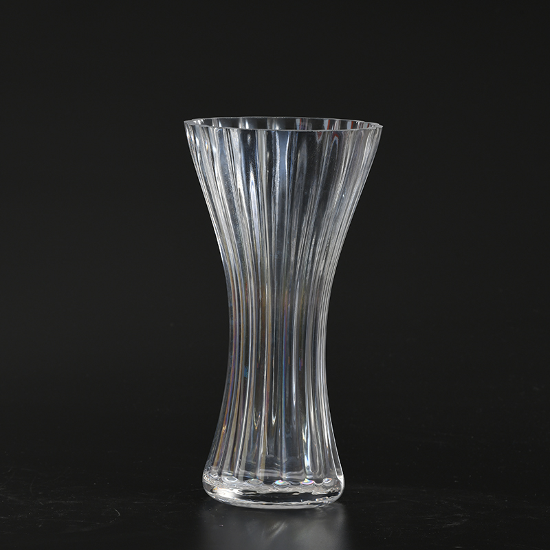 Glassware factory supply home decorative vertical strip floral glass flower vase Glass&Crystal Vases