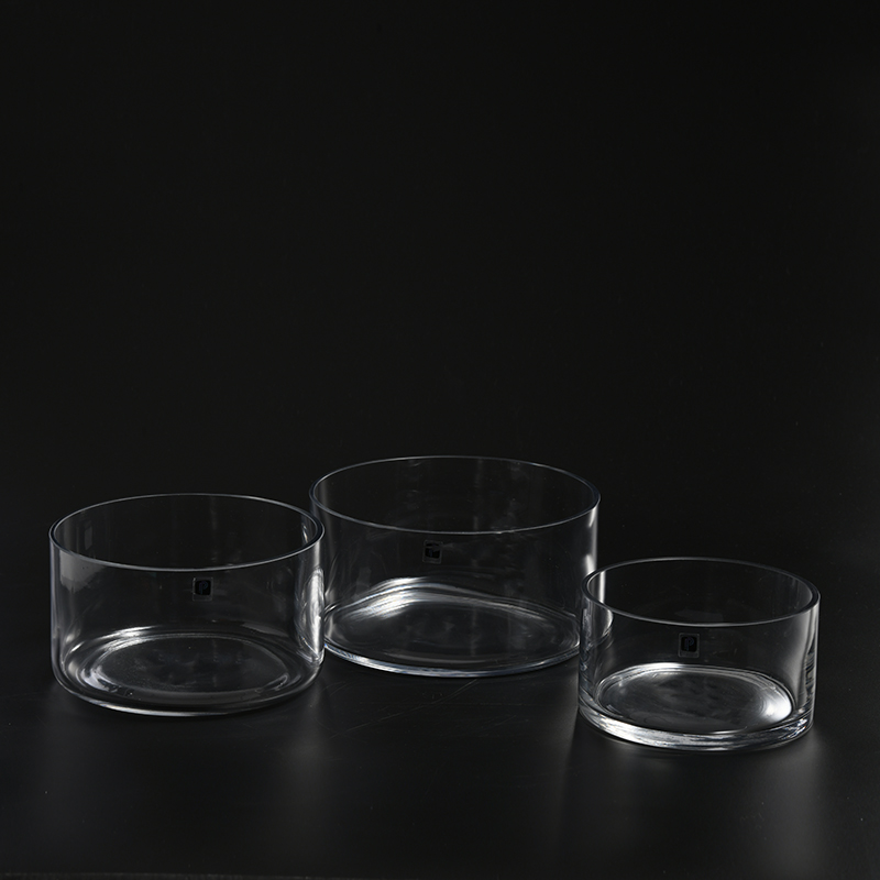 Glass bowl for candles heavy duty hand blown transparent glass candle holder for home decoration