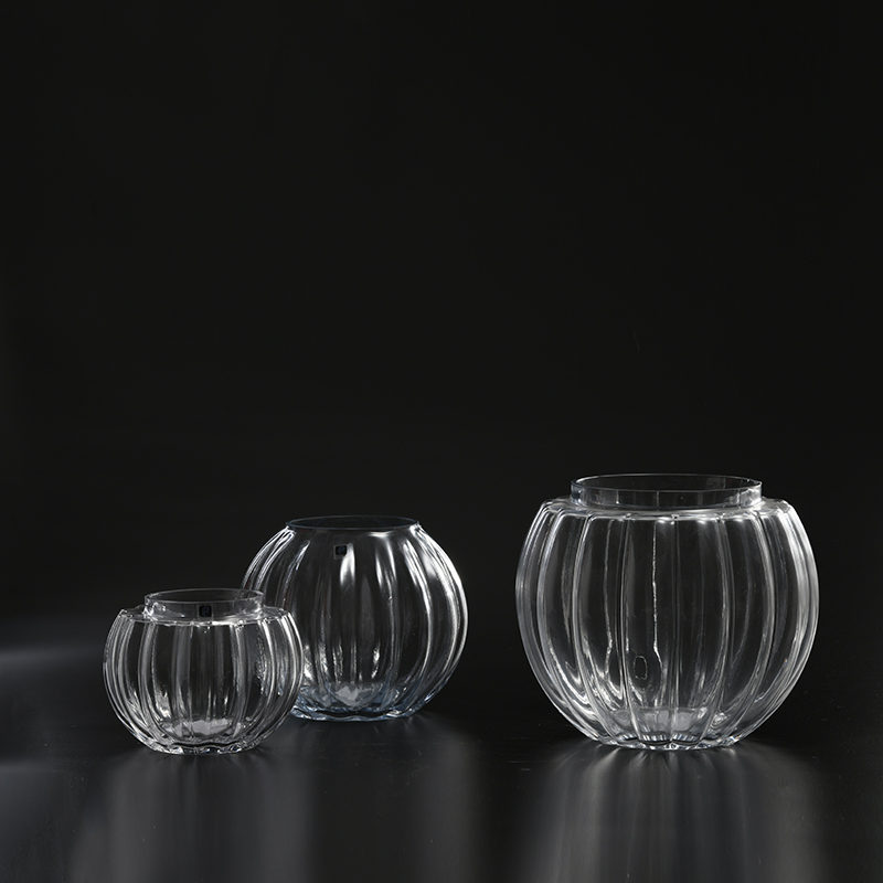 Hand-blown glassware round ball design creative transparent glass flower vase