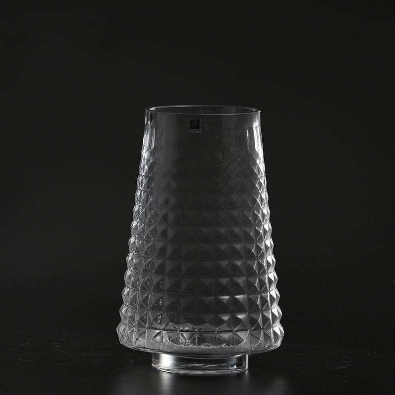Special design The crack floral glass vase customized transparent hand-blown clear thick glass flower vase