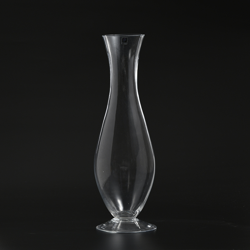 Hot sell tall glass vases for home and cafe table top decorative vases transparent hand-blown glass flower vase