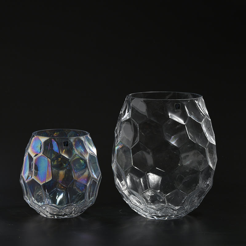 Glassware factory supply flower container candle container glass candle holder with flower for home decoration