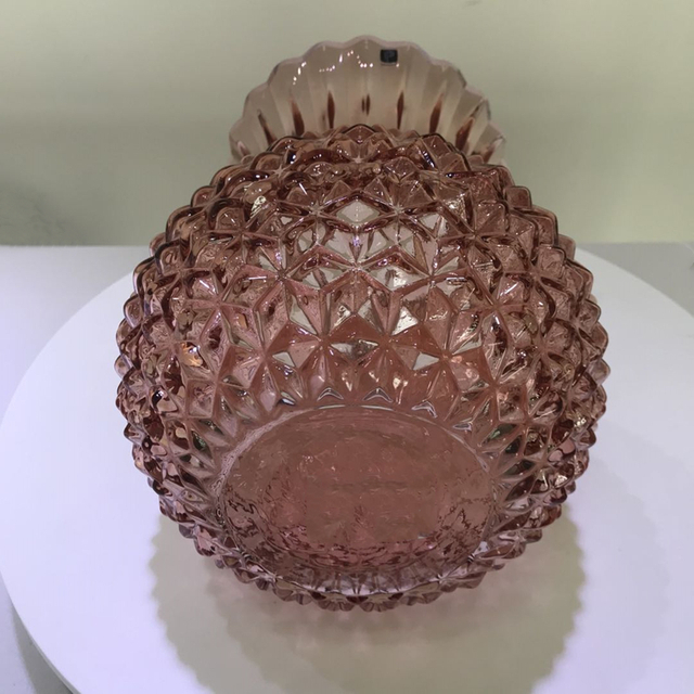 Great Embossed Glass Vase Green Customized Low handmade Round Glass Vase