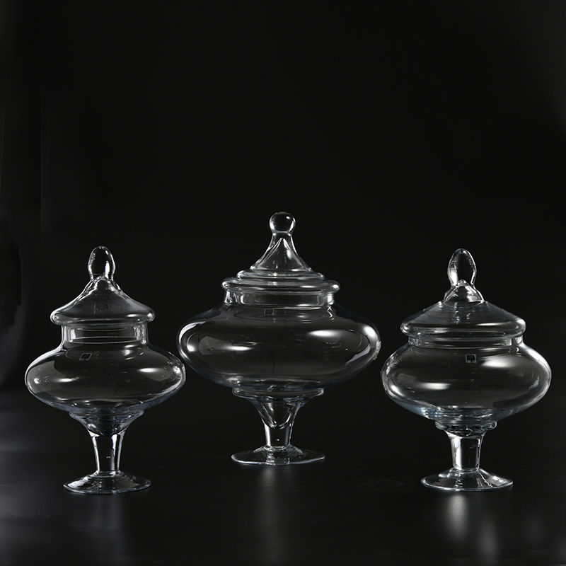 Hot Amazon Selling Luxury style hand-blown transparent glass Candy Jar glass marshmallow jar Chinese manufacture