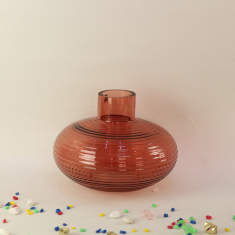 China Factory Multishaped Home Decoration Plant Pot Brown Color Glass Flower Vase