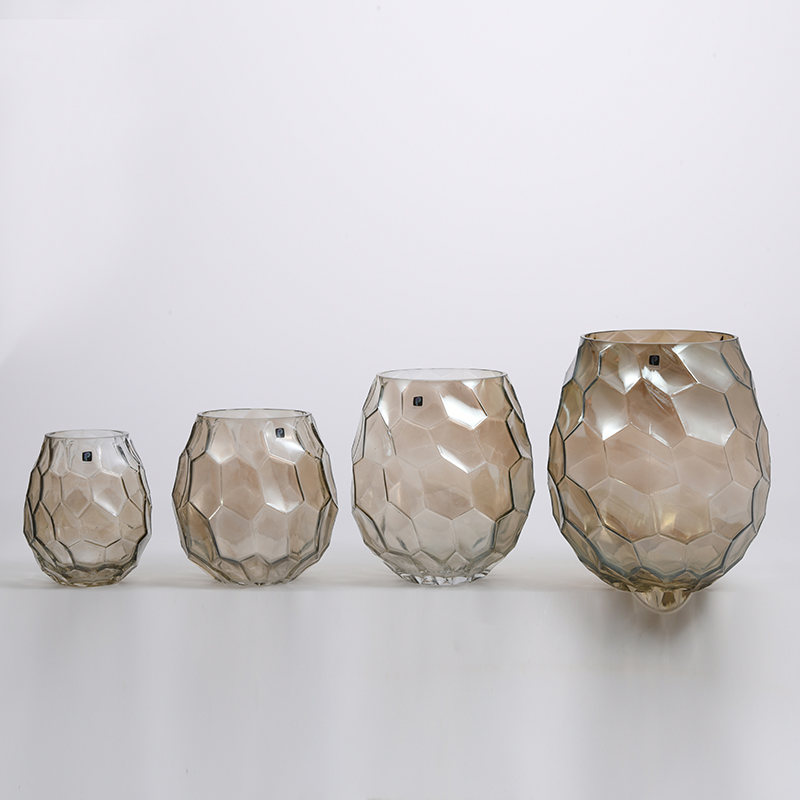 Heavy duty transparent jar grey colored for flower container design glass flower vase Chinese manufacture supply